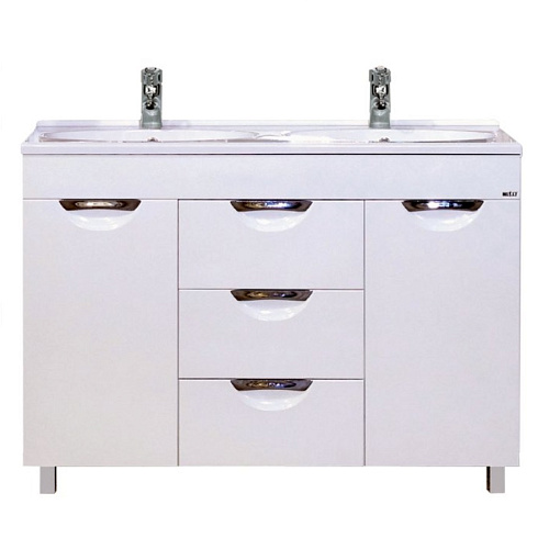 Тумба  СОФИЯ-120 с 3 ящ.белая эмаль+Умывальник мебельный с 2-мя чашами