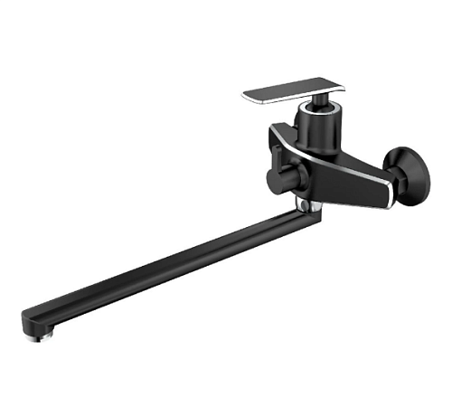 Смеситель для ванны с длинным изливом однорук черный хром
