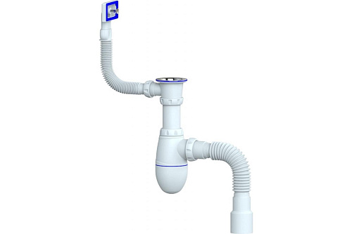 Сифон для мойки с выпуском 11/2 прямоугольным переливом без отвода