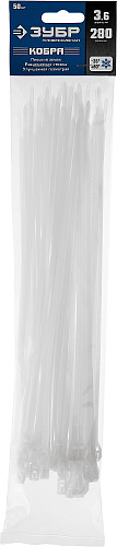 Хомуты нейлоновые ЗУБР Кобра 3,6х280мм белые