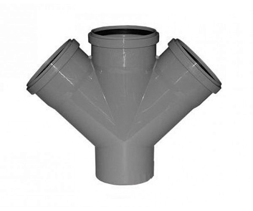 Крестовина канализационная одноплоскостная d110 мм с двумя отводами d100 мм 45°
