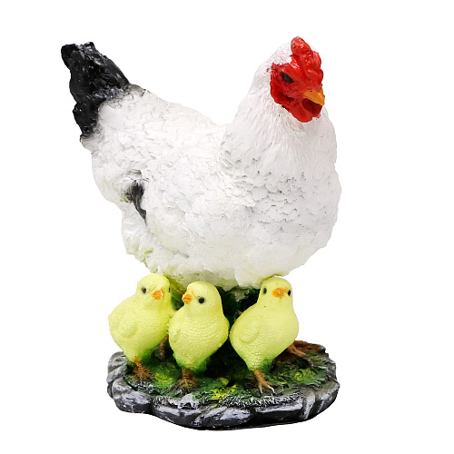 Садовая фигура Курица с тремя цыплятами Н-28см