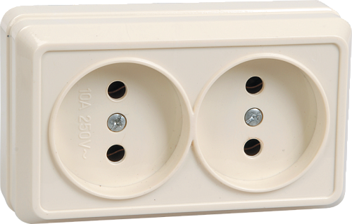 Розетка IEK ОКТАВА РС22-3-ОКм двойная наружная без крышки 16А бежевая