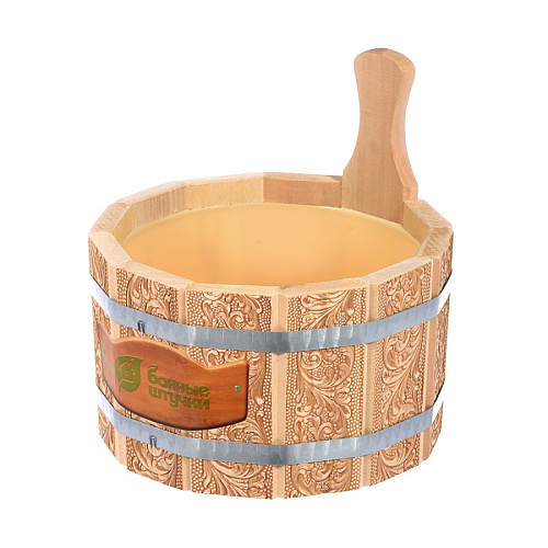 Ушат 3,5л Цветы с пластиковой вставкой