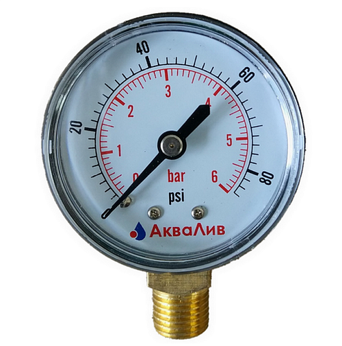 Манометр радиальный для контроля давления воды от 0 до 6 бар