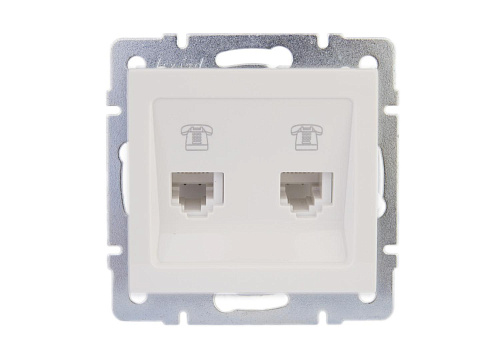 Розетка Lezard MIRA TF двойная скрытая установка евро белая с белой вставкой